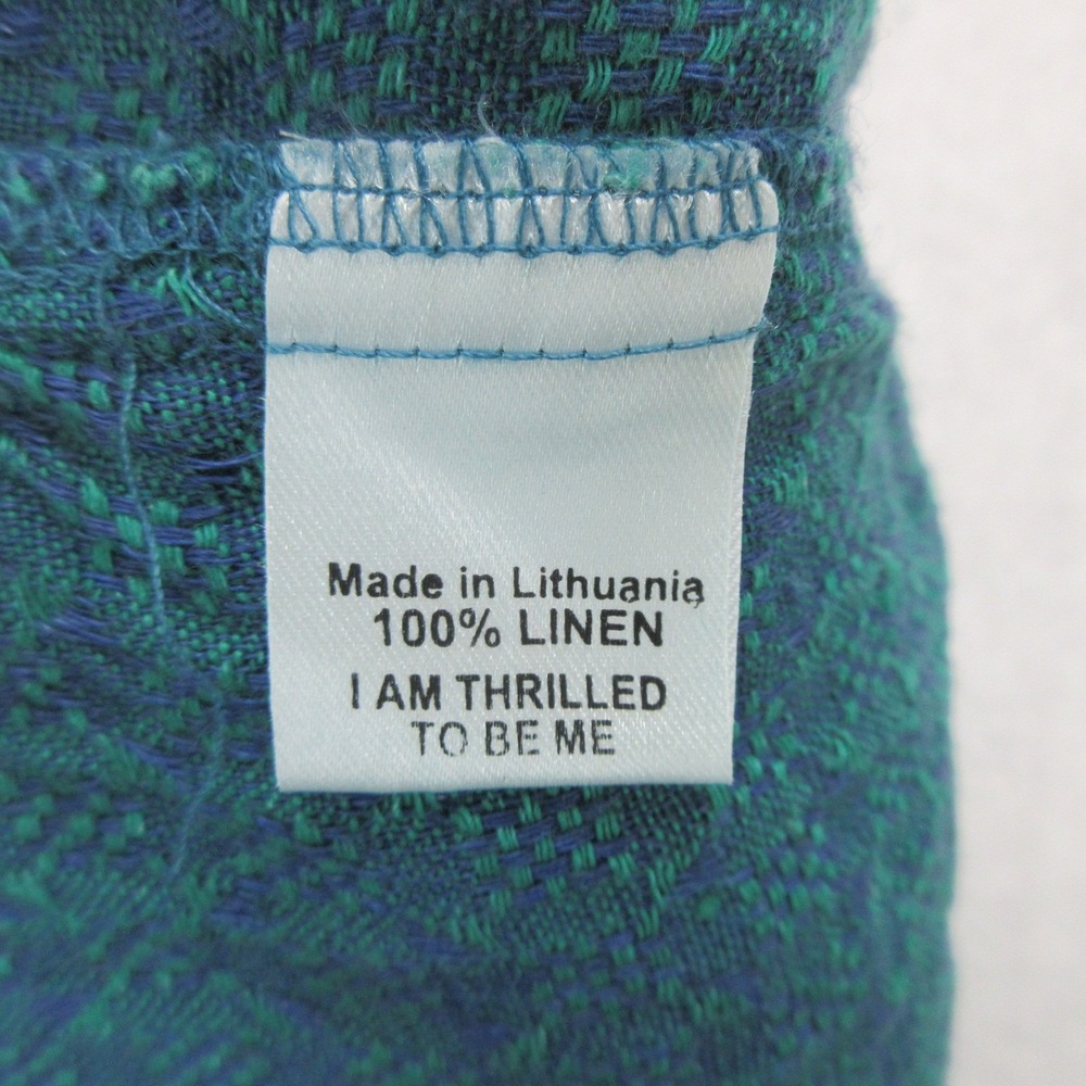 FLAX Womens Linen Pants Size Small Blue Green Jacquard Tapered - Picture 11 of 13